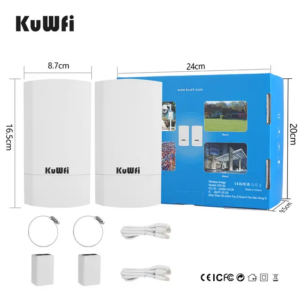 Punte wireless KuWFi CPE120 cu antenă de înaltă câștig, WiFi 300Mbps pentru exterior, IP65 rezistent la apă, CPE wireless bridge cu display LED. – imagine 2