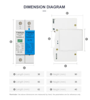Descărcător de supratensiune AC SPD 1P+NPE 50KA T1 T2 385V 255V – imagine 2